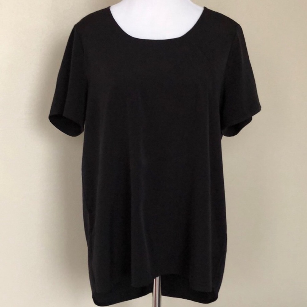 Pleione Split Back Black Blouse